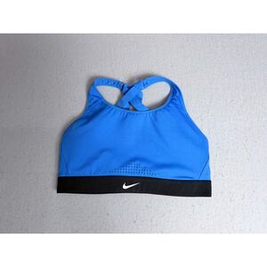 Nike Dry Fit Women's Sports Bra Strappy Racerback Cross Back Blue & Black Medium